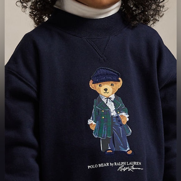 Polo Ralph Lauren Girls’ Polo Bear Fleece Embroidered Sweatshirt Dress—7Y - Picture 5 of 11
